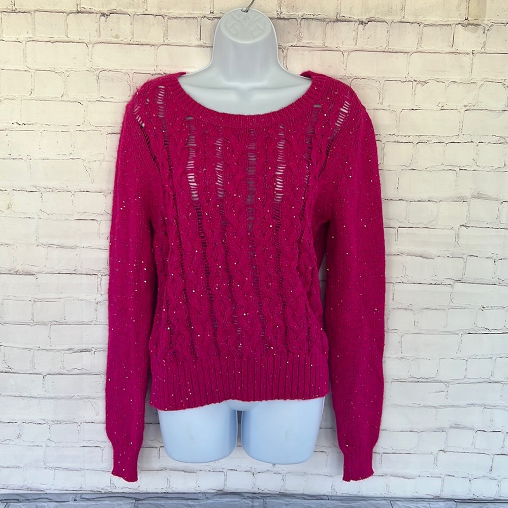 Aeropostal cable knit sequins pullover sweater